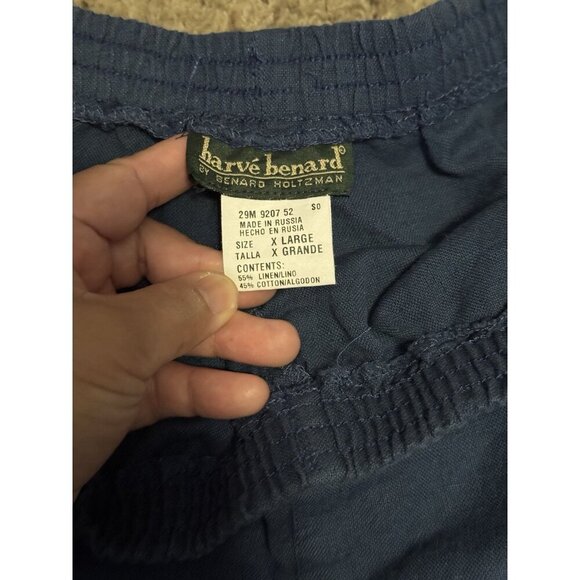 HARVE BENARD Linen Navy Top & Pant Set Resort Wear Minimalist Travel Beach XL - Picture 6 of 15